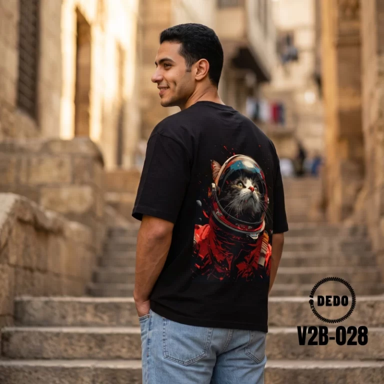AstroCat Space Explorer Graphic 100% Cotton Oversized T-Shirt by DEDO